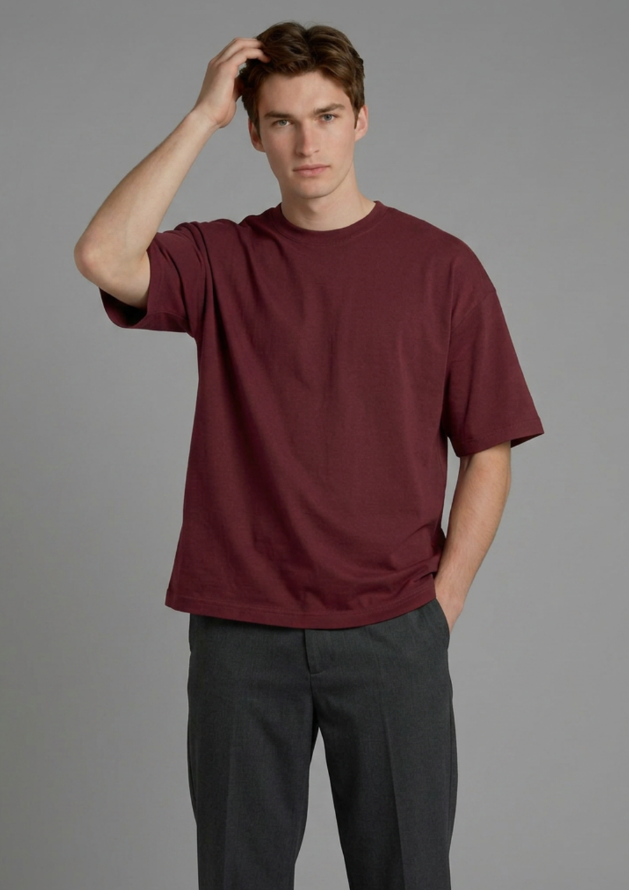 Men’s Oversized Essential T-Shirt – Burgundy