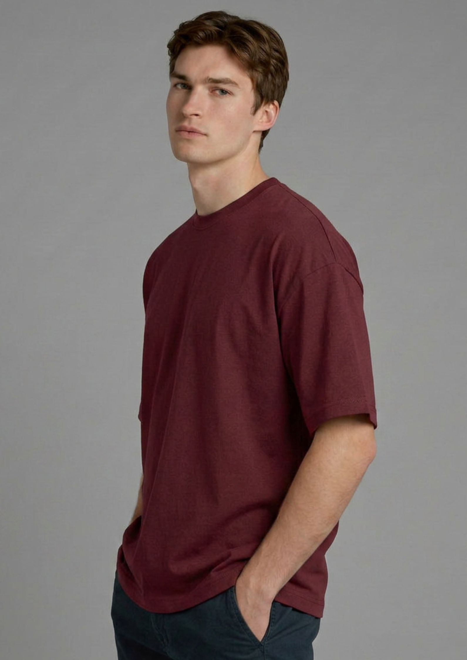 Men’s Oversized Essential T-Shirt – Burgundy